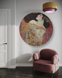 Rundt lærredsbillede - Kvinde rød abstrakt - G. Klimt
