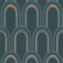 Wzorzysta tapeta z łukami w stylu art deco zielono niebieska - graficzna tapeta w stylu retro 