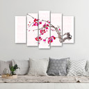 5 stykke lærredsprint Cherry Blossom Japan Nature