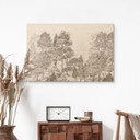 Houten Wanddecoratie bos met boslandschap in beige - Ms Tiff