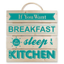 Obraz drewniany If you want Breakfast - turkusowy - 40x41,5 cm