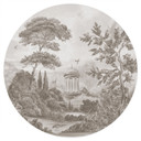 Muursticker landschap met tuin in beige - Ms Tiff - Rond