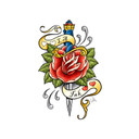 Sticker mural - LA Ink poignard et rose