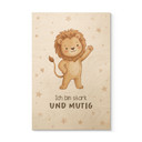 Holzbild mit Löwe - Glaubenssatz 'Ich bin stark und mutig' fürs Kinderzimmer