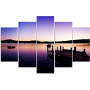 5 stykke lærredsprint, Bridge Sunset Purple