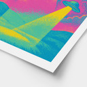 Plakat lądowania UFO w neonowych kolorach - Treechild