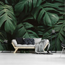 JungleLeaves jungle tapet i sort grøn - non-woven tapet Designwalls 2 - 2,55 x 3,5 m