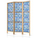 Japanischer Paravent, Raumteiler freistehend, Trennwand - Ceramic Tiles: Traditional Portuguese Blue