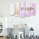 Lærred print 5 styk, Paris Eiffel Tower Glamour
