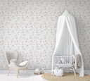 Børnetapet, non-woven tapet med illustration Kids Walls hvid, pink 