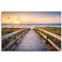 Canvasbillede, Solnedgang hav strand