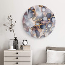 Tableau sur verre rond Fredriksson Encre : rose et dorée