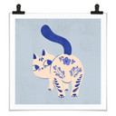 Poster Porzellan Katze Delfter Blau - Cantwell - Quadratisch - 30x30 cm