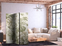 Paravent, Raumteiler freistehend, Trennwand - Retro Vintage Flowers in Soft Cream and Green Colors