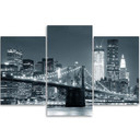 3 stykke lærredstryk, New York Skyline Manhattan sort og hvid