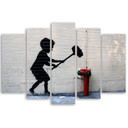 5 stykke lærredstryk, Banksy Hammer Boy Street