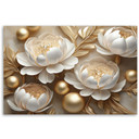 Canvasbillede, 3D guld glamour blomster