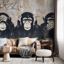 Fotobehang Drie Apen Streetart Graffiti - Magnusson