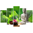 5 stykke lærredstryk Buddha blade blomster
