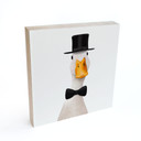 Billede af træ til at stille op - Gentleman Gås med Cylinder - Korenkova - 15x15 cm
