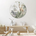 Wanddecoratie jungle dieren op een Afmeting - Ms Tiff - Alu-Dibond - Rond