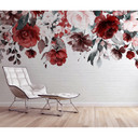 non-woven tapet Mural Roses fototapet Designwalls i hvid og rød 