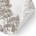 Muursticker bos met boslandschap in beige - Ms Tiff - Rond