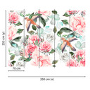 non-woven tapet Paradise birds roser fototapet Designwalls i hvid og pink 