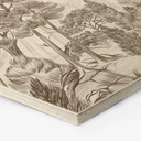 Houten Wanddecoratie zeshoek met boslandschap in beige - Ms Tiff
