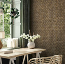 non-woven tapet i 3D vævet look træ brun 3D look