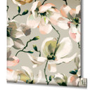 tapet, non-woven blomstertapet Flora beige, hvid