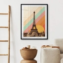Plakat Bodart - Retro wieża Eiffla z tęczą