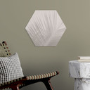 Sekskantet Billede af palmeblade i hørlook - Bloomery Decor - aluminium dibond