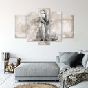 5 stykke lærredsprint Kvinde nøgen beige