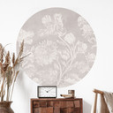 Naklejka na ścianę Wildflowers in chalk look Beige - Bloomery Decor - Round