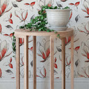 Tapet med mønster - illustrerede blomster - rød