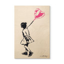 Houten Wanddecoratie Streetart Meisje met Hartballon - Habib