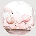Sticker mural Kvilis - Flamants roses au coucher du soleil - Rond
