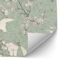 Samoprzylepny panel ścienny do kuchni Żurawie w kolorze zielonego kwiatu wiśni - Bloomery Decor