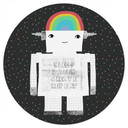 Naklejka na ścianę pokoju dziecięcego tęczowy robot Sleep Laugh Create - Treechild - okrągła