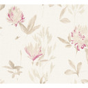 Designdschungel af Laura N. Fleecetapet Blomstertapet, beige, metallic, lilla