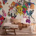 Konsttapet WorldOfMusic i krämorange - Fototapet Designwalls 2 - 2,55 x 3,5 m