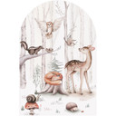 Wallsticker rundbuevægpanel Søde dyr i skoven - Kvilis - bred