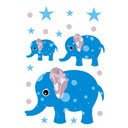 Wallsticker - Mønsterelefant, blå (sæt med 3)