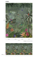 Fototapet med junglemotiv og dyr, grøn, blomst 2,70 x 2,12 m