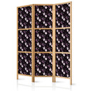 Japanischer Paravent, Raumteiler freistehend, Trennwand - Birds Among Flowers - Purple
