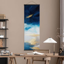 Obraz tkaniny Brushstrokes Blue and Gold - Panorama - Haniff