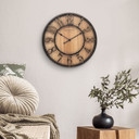 Rustikt vægur i træ-metal-look med vintage-tal lydløst Ø30cm