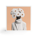 Træ dekoration blok Dame i hvidt med blomster - Treechild