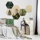 Hexagon hout - klein vogeltje
